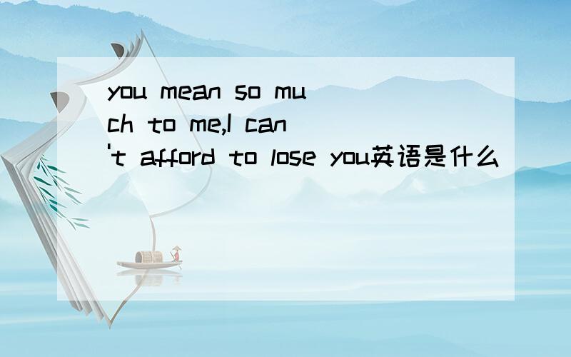 you mean so much to me,I can't afford to lose you英语是什么